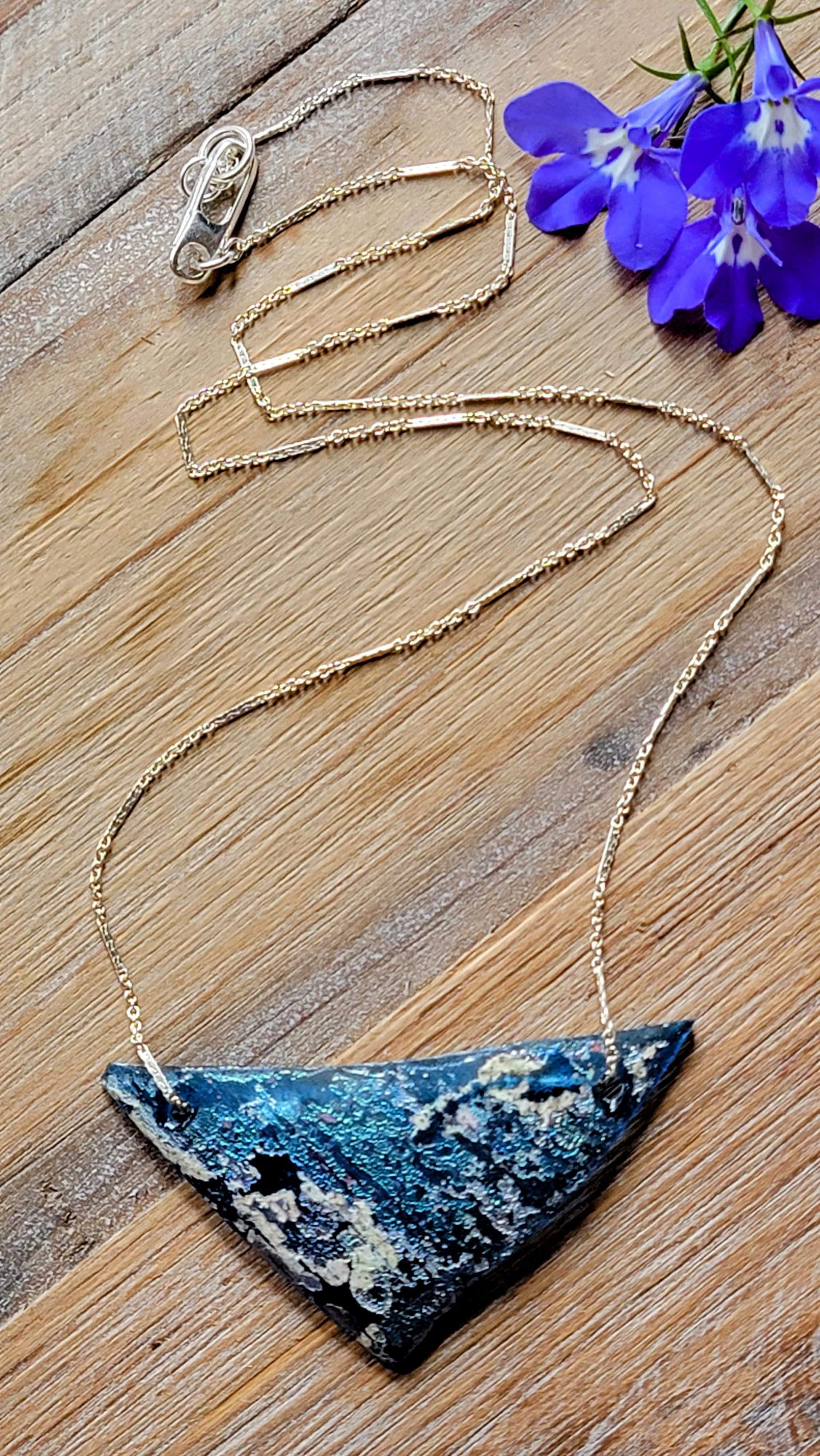 Triangular Jewellery Roman Glass Triangular Pendant Necklace – Native Nomad Jewelry Designs